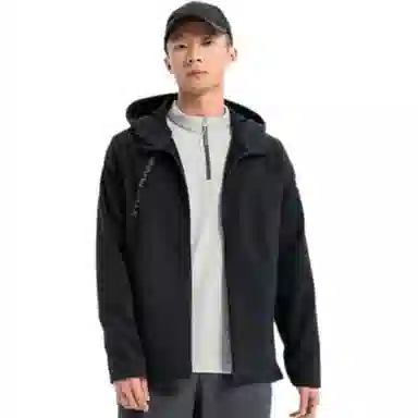 特步 运动生活系列 跑步系列 字母拉链连帽舒适透气百搭风衣 男款 正黑色