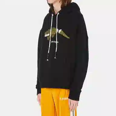Palm Angels Crocodile Print Hoodie Black