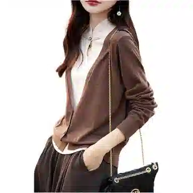 水中花 国风假两件开衫盘扣针织衫 女款