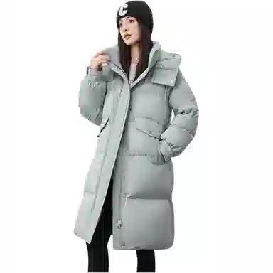 鸭鸭 纯色连帽简约加厚中长款羽绒服 女款