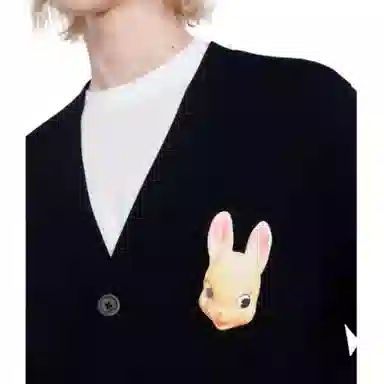 Sandro Capsule V-Neck Rabbit Knit Sweater Black