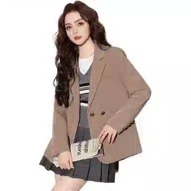 法文箱子 纯色双排扣长袖西装 女款