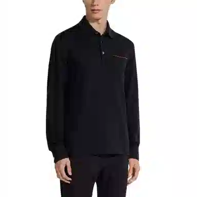 Zegna Long Sleeve Polo Black