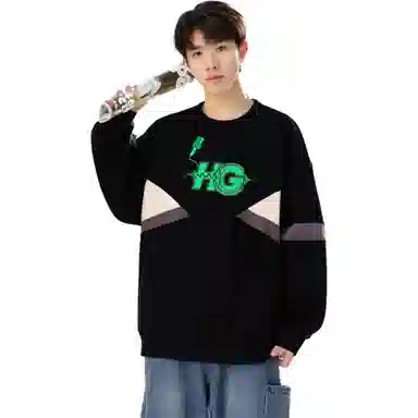 悍戈 美式高街百搭宽松休闲结设计感潮牌时尚舒适亲肤简约高级感卫衣 男女同款