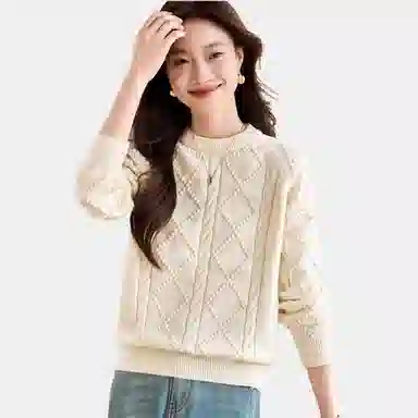 曲韩 圆领宽松亲肤毛衣 女款