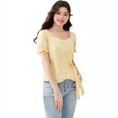 爱依服 纯色短袖通勤衬衫 女款