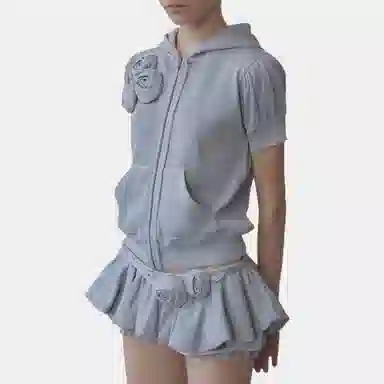 SCULPTOR Washed Rose Bloomer Skort Dusty Sky