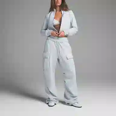 SKIMS SS25 BOYFRIEND FLEECE TRACK JACKET ZEN BLUE