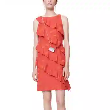 CHANEL SS22 Silk Jacquard Dress Red