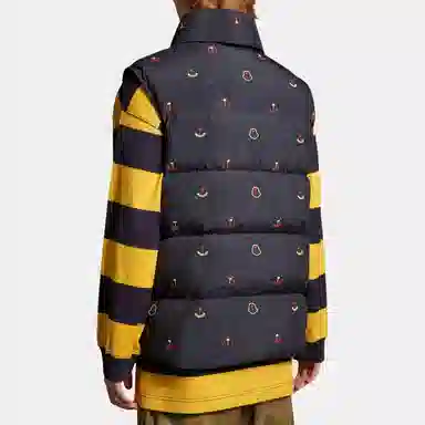 Moncler x Palm Angels FW23 Embroidered Nylon Vest Navy Red