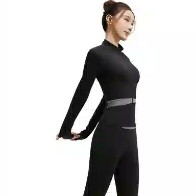 欧迪芬  欧若风蜜桃拼色三件套裸感无缝外套免穿胸垫文胸背心瑜伽裤速干跑步健身服套装出游运动普拉提臀高腰高弹力显瘦  瑜伽套装  女款