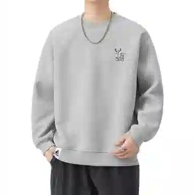 帝狼牛 春秋圆领刺绣品质感套头宽松日系复古百搭简约舒适休闲长袖 卫衣 男女同款
