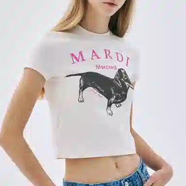 MARDI MERCREDI CROPPED TSHIRT DDANJI_CREAM PINK SS25T