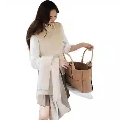 美洋 纯色立领短款马甲 女款 杏色