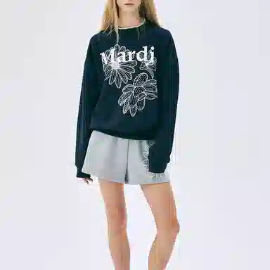 MARDI MERCREDI SS25 SWEATSHIRT TRIPLE FLOWER_NAVY WHITE