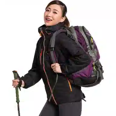 浪莎  户外舒适纯色连帽宽松拉链  防水防风保暖冲锋衣 男女同款