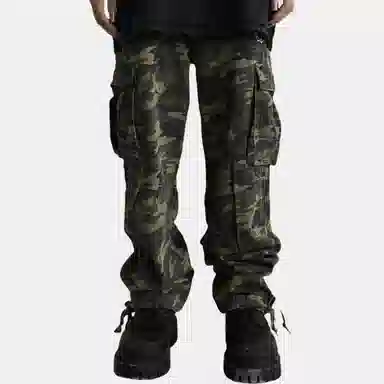 False Perception Washed Zip Cargo Pants Camouflage