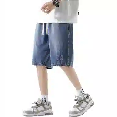 双星八特 潮牌百搭短裤休闲宽松直筒运动裤子牛仔短裤 男女同款