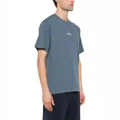 Stone Island Crew Neck Letter Print T-Shirt Navy