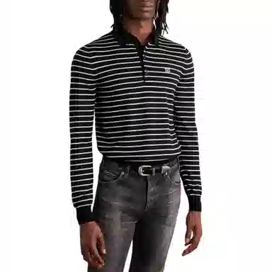 CELINE Striped Triomphe Polo In Fine Wool Polo