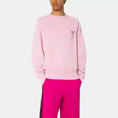 AMIPARIS Logo Embroidered Crewneck Sweatshirt Pink