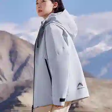 鸭鸭 休闲拼接连帽长袖羽绒服 女款