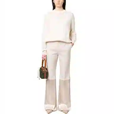 Fendi SS23 High Waist Flared Trousers Off White