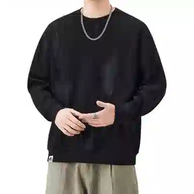 帝狼牛 美式纯色简约时尚圆领长袖套头卫衣 男女同款