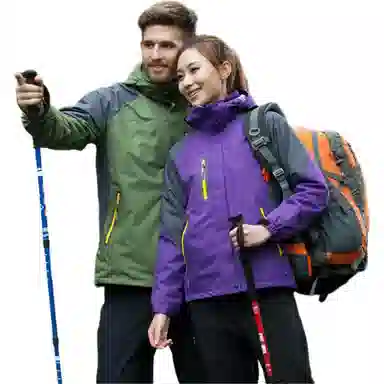 浪莎  户外三合一可拆卸加绒加厚登山服  防水防风速干冲锋衣 男款