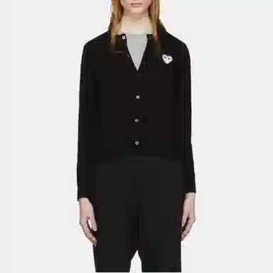 CDG Play White Heart Ladies' Cardigan (Black)