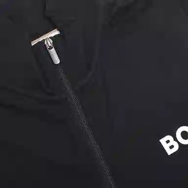HUGO BOSS Logo Print Zip Jacket Black
