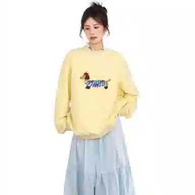 柏黛妃 圆领长袖套头韩系长袖卫衣 女款 黄色