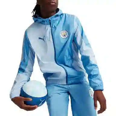PUMA MCFC Prematch Woven Jacket Blue Silver