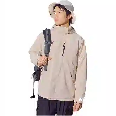 浪莎  户外三合一纯色休闲舒适连帽宽松拉链  防水防风保暖冲锋衣 男女同款