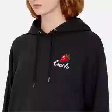 COACH SS23 Strawberry Logo Hoodie Black