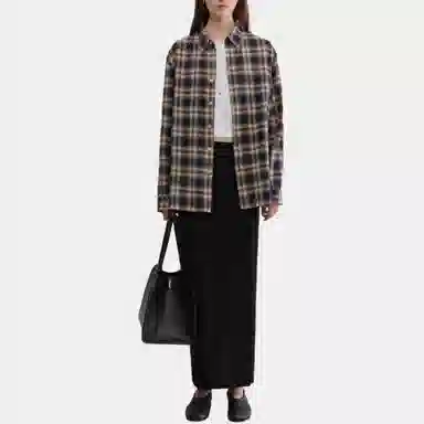 Dunst UNISEX CHECK FLANNEL SHIRT NAVY