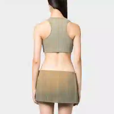 Diesel Letter Print Sleeveless Vest Green