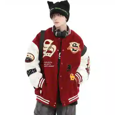 JIMI&JONS Embroidered Badge Baseball Jacket