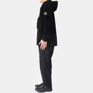 Stone Island FW23 Corduroy Hooded Jacket Black