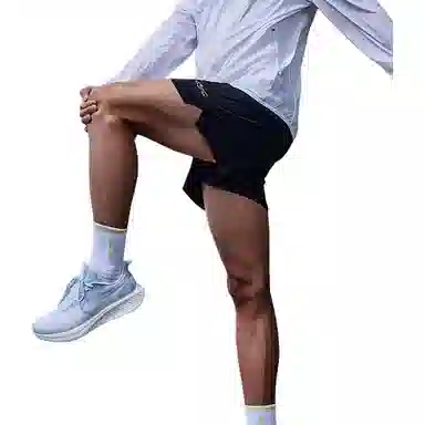 鸿星尔克 跑步系列 速干透气五分运动短裤 男款 正黑