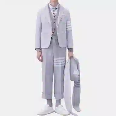 Thom Browne Mohair Tweed V-Neck Cardigan