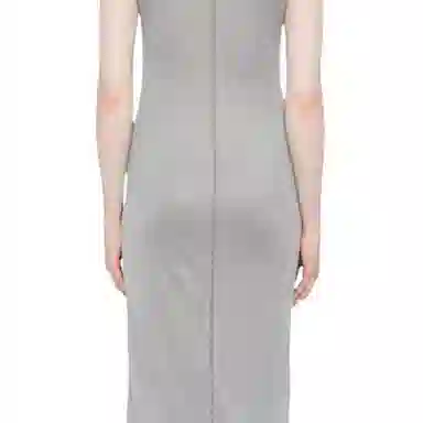Miu Miu Letter Print Sleeveless Dress Gray