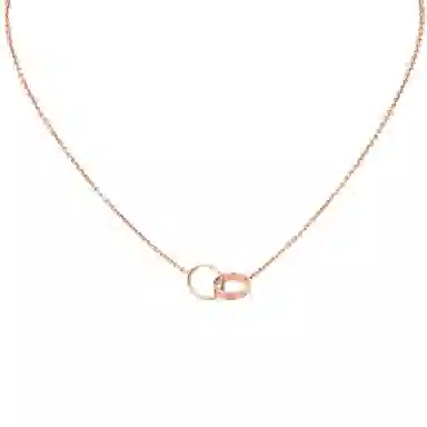 Cartier Love Double Ring Necklace 18k Rose Gold