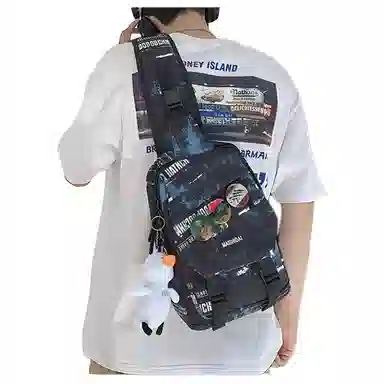 欧曼斐 单肩包日系休闲百搭潮流 尼龙 胸包 男女同款情侣款 多色