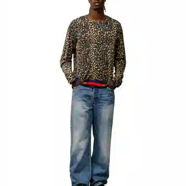 Stussy Wales Bonner FW25 LEOPARD SWEATER T