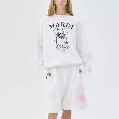 MARDI MERCREDI SS25 SWEATSHIRT SWING THE TAIL DDANJI FLOWER NECKLACE_WHITE PINK