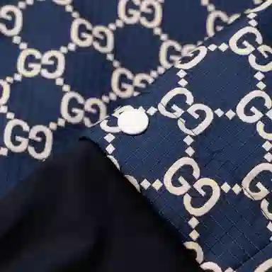 Gucci Printed Zip Hoodie Navy