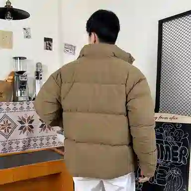 PUMA Logo Stand Collar Down Jacket Brown