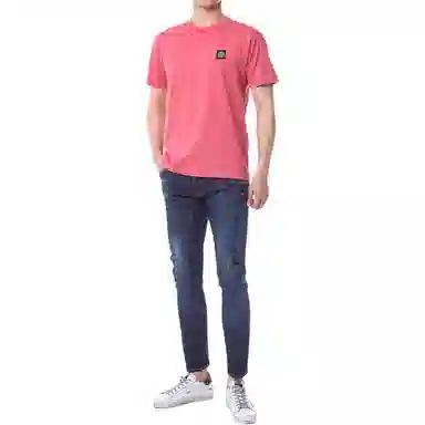 Stone Island Logo Crewneck T-Shirt Pink