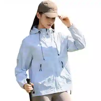 木林森 防紫外线休闲薄款透气纯色户外骑行爬山加宽帽檐连帽防晒服 男女同款